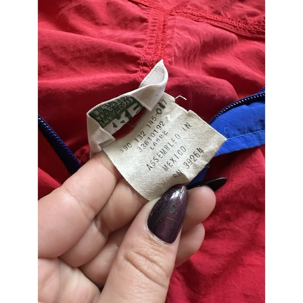 Vintage REI Windbreaker Pullover Red Blue L Large 90s Nylon Lightweight Packable